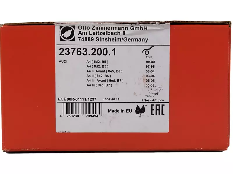 ZIMMERMANN TARCZE+KLOCKI PRZÓD AUDI A4 B6 B7 345MM 