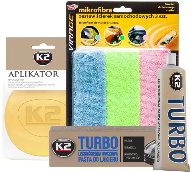 K2 TURBO PASTA POLERSKA + APLIKATOR + MIKROFIBRA