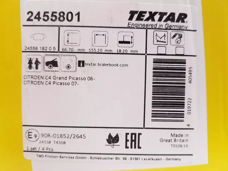 TEXTAR TARCZE+KLOCKI P CITROEN C4 PICASSO I 302MM 