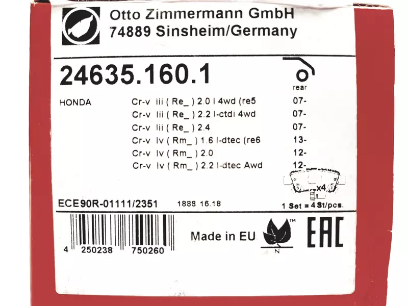 ZIMMERMANN TARCZE+KLOCKI TYŁ HONDA CR-V III 302MM 