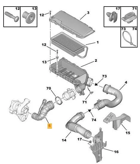 SKV PRZEWÓD TURBO CITROEN C2  C3 I II 1.4 HDI