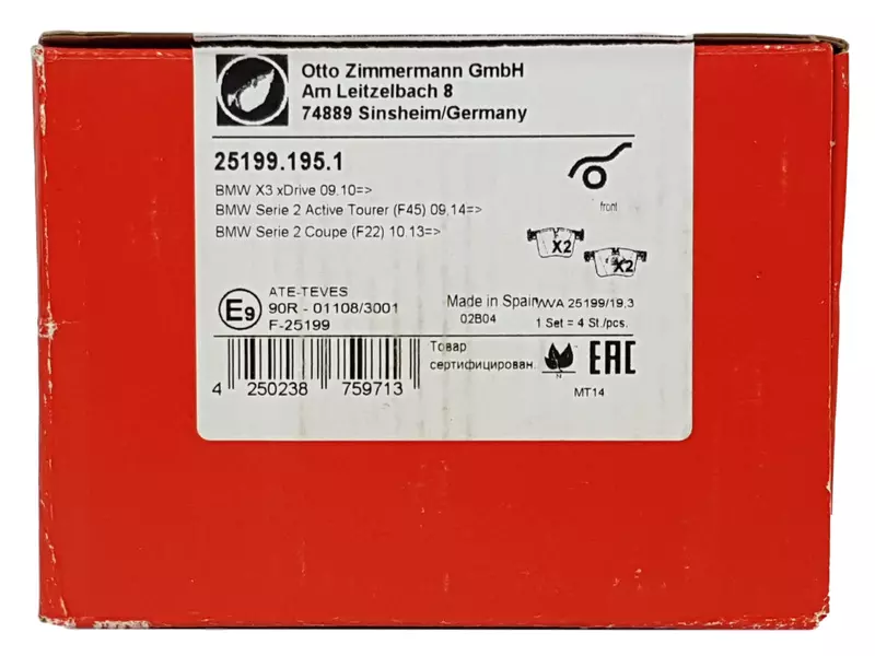 ZIMMERMANN SPORT TARCZE+KLOCKI P BMW 3 F30 F31 330MM 