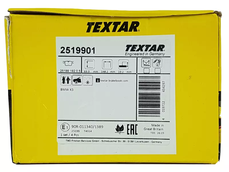 TEXTAR TARCZE+KLOCKI PRZÓD BMW 1 F20 F21 312MM 