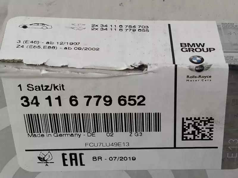 OE BMW TARCZE+KLOCKI PRZÓD X3 E83 325MM 