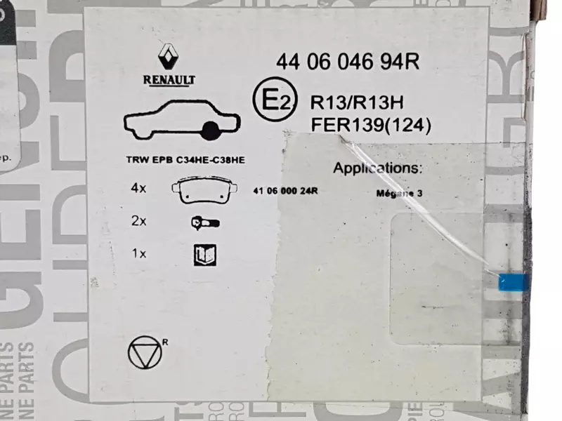 OE RENAULT KLOCKI HAMULCOWE TYŁ RENAULT FLUENCE 