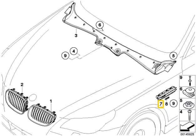 OE BMW KRATKA BŁOTNIKA SKRZELA PRAWA BMW M5 E61 