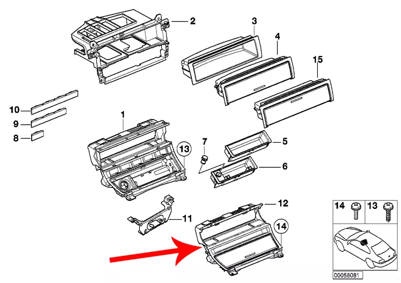 OE BMW WSPORNIK KONSOLI ŚRODKOWEJ BMW 3 E46