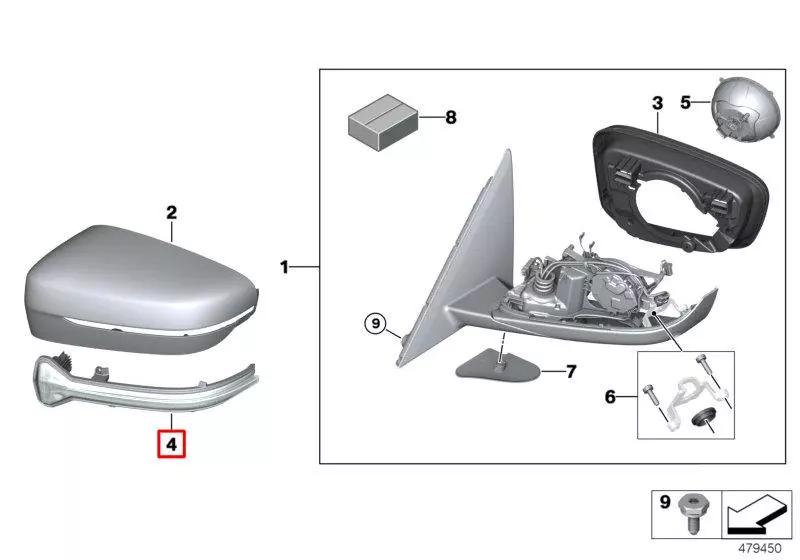 OE BMW KIERUNKOWSKAZ LUSTERKA BMW 5 G30 G31