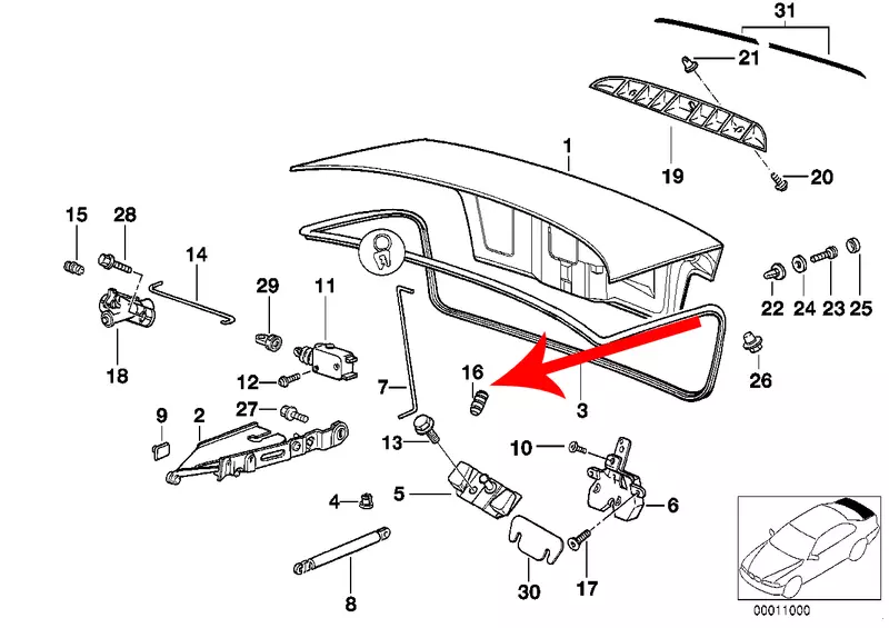 OE BMW ODBÓJ KLAPY BAGAŻNIKA BMW 3 E36 7 E38