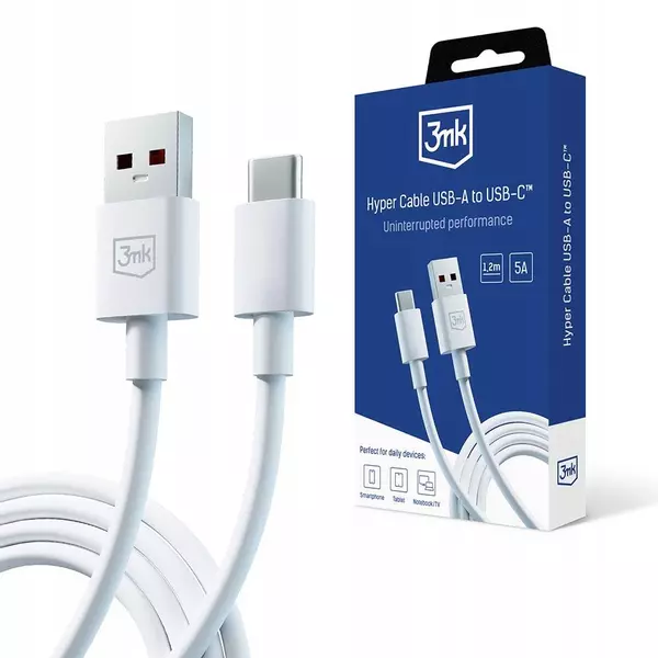 KABEL USB - USB TYP C 3MK 69521 BIAŁY 1,2 M