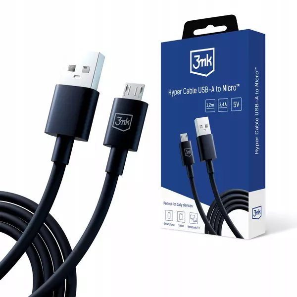 KABEL USB TYP C - MICROUSB TYP B 3MK 1,2 M CZARNY