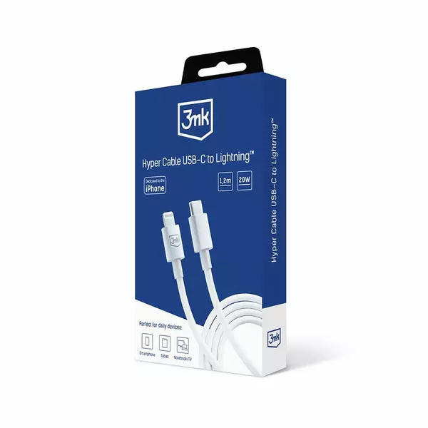 KABEL USB TYP C - APPLE LIGHTNING 3MK 1,2 M BIAŁY 