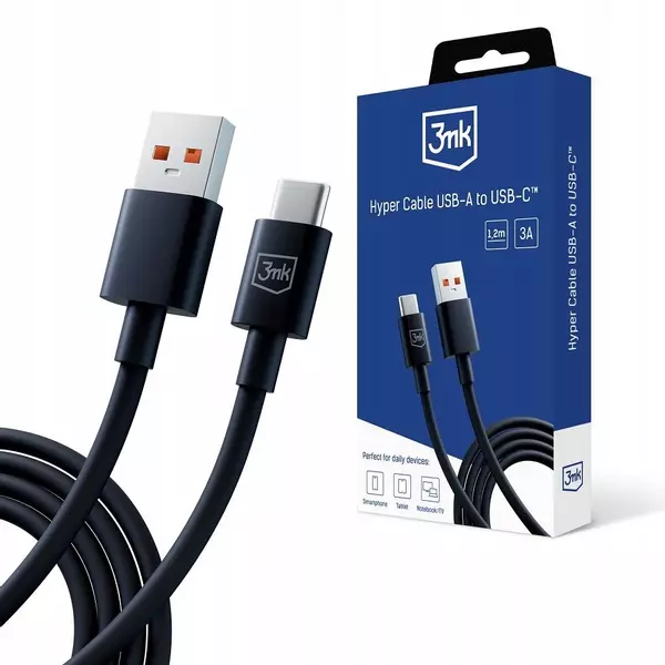 KABEL USB - USB TYP C 3MK 72169 1,2 M CZARNY