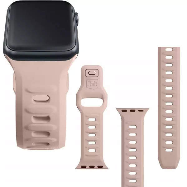 PASEK 3MK DO APPLE WATCH 3 / 2 / 1 (42 MM), APPLE WATCH 9 / 8 / 7 (45 MM), APPLE WATCH SE 2022 / SE / 6 / 5 / 4 (44 MM), APPLE WATCH ULTRA 2 / 1 (49 MM) 20MM BEŻOWY