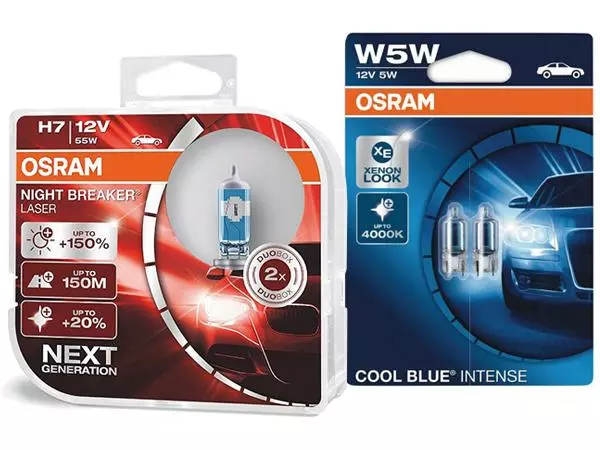 OSRAM NIGHT BREAKER LASER +150% H7 W5W 12V ZESTAW