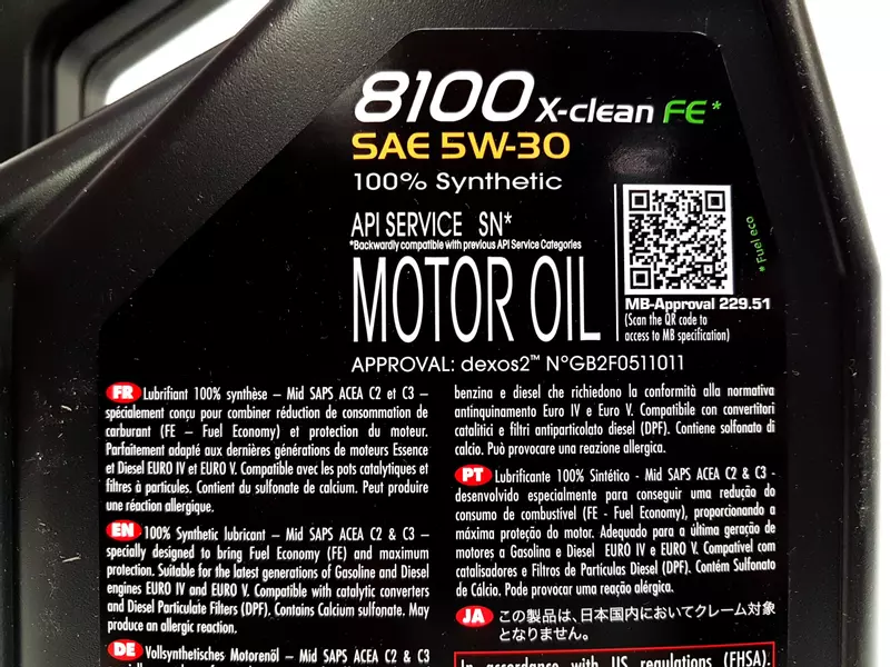 MOTUL 8100 X-CLEAN FE 5W30 DEXOS2 FIAT PSA VW 5L 