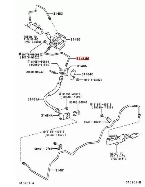 OE TOYOTA PRZEWÓD POMPY SPRZĘGŁA COROLLA E12 D-4D