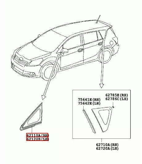 OE TOYOTA SZYBA BOCZNA TRÓJKĄT TOYOTA VERSO 09-