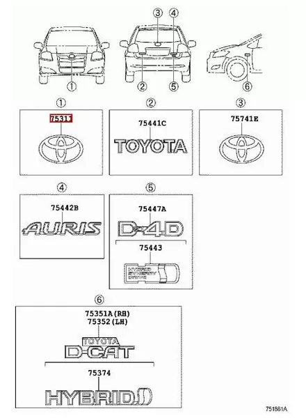 OE TOYOTA LOGO EMBLEMAT PRZÓD AURIS E15 09-12