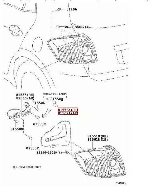 OE TOYOTA USZCZELKA TYLNEJ LAMPY AURIS E15 07-12 