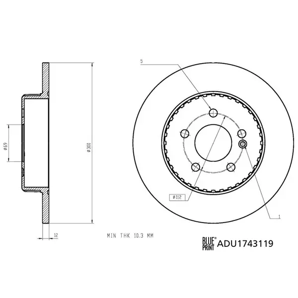 BLUE PRINT TARCZA HAMULCOWA ADU1743119