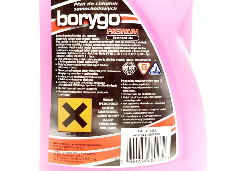 BORYGO PREMIUM RÓŻOWY GOTOWY PŁYN CHŁODNICZY 1L 