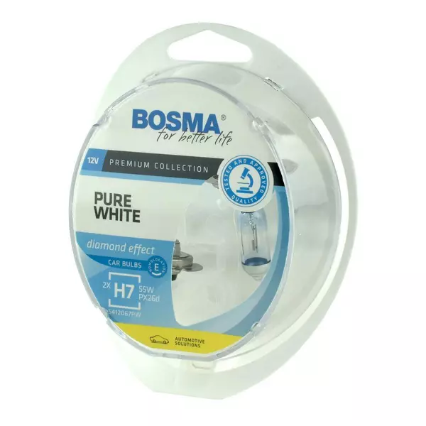 BOSMA ŻARÓWKI H7 PURE WHITE 12V 55W PX26D E4