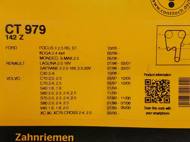 CONTI PASEK ROZRZĄDU VOLVO XC70 I 2.4 2.5 II 2.5 