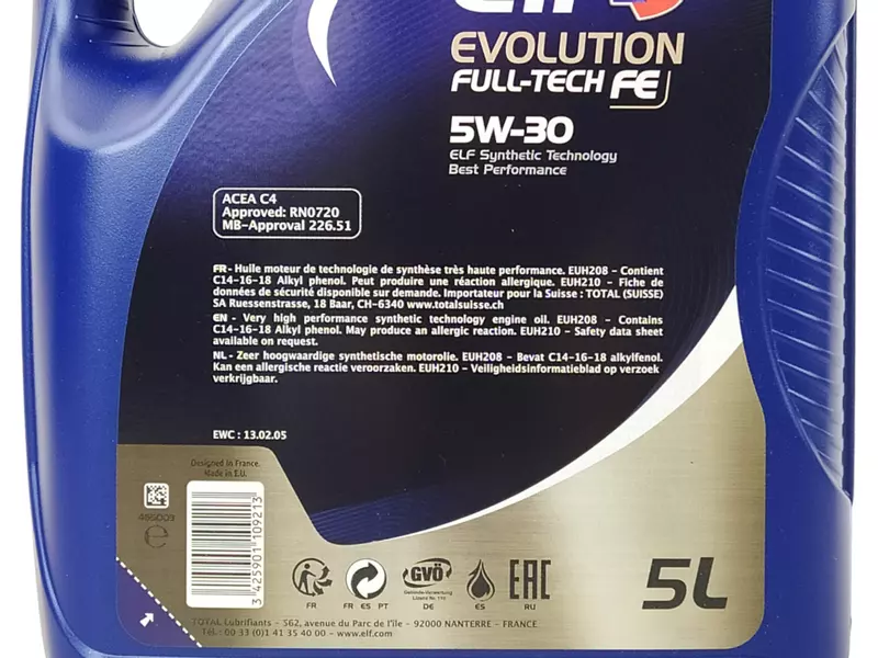 ELF EVOLUTION FULL-TECH FE 5W30 C3 C4 FAP 9L 