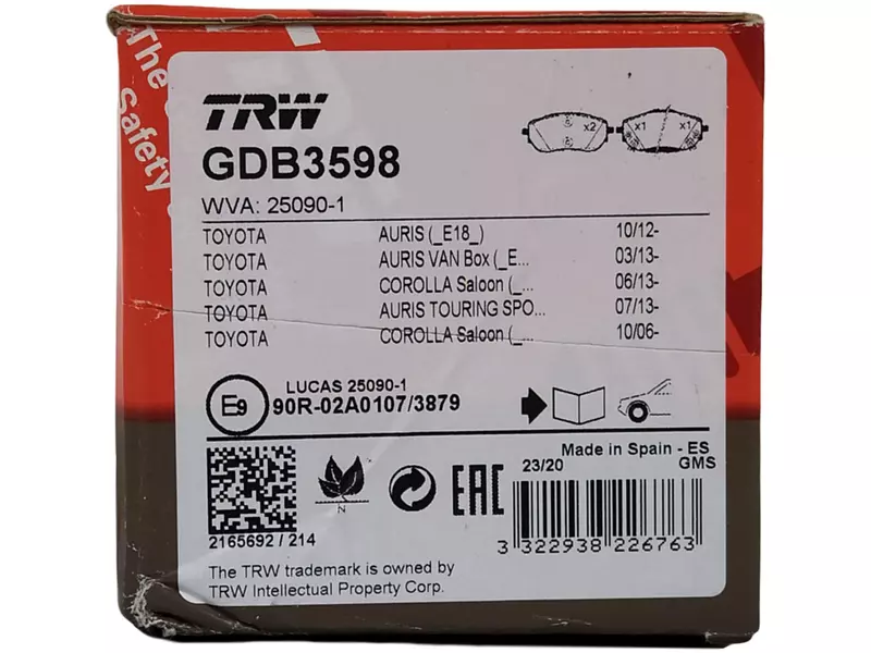 TRW TARCZE+KLOCKI PRZÓD TOYOTA COROLLA E18 277MM 