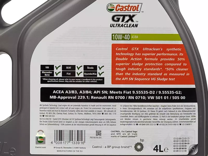 CASTROL GTX 10W40 4L+FILTR OLEJU OP641 