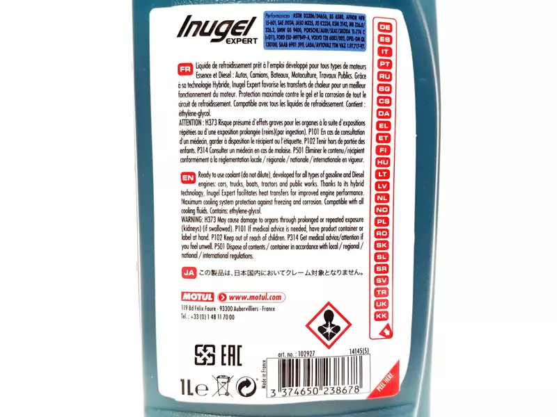 MOTUL INUGEL EXPERT G11 GOTOWY PŁYN CHŁODNICZY 1L 