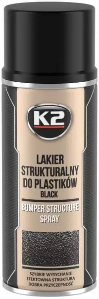 K2 LAKIER STRUKTURALNY DO PLASTIKU CZARNY 400ML