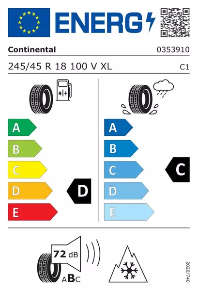 CONTINENTAL WINTERCONTACT TS 850 P 245/45R18 100 V RANT OCHRONNY, RUN FLAT, WZMOCNIENIE (XL) * - BMW 