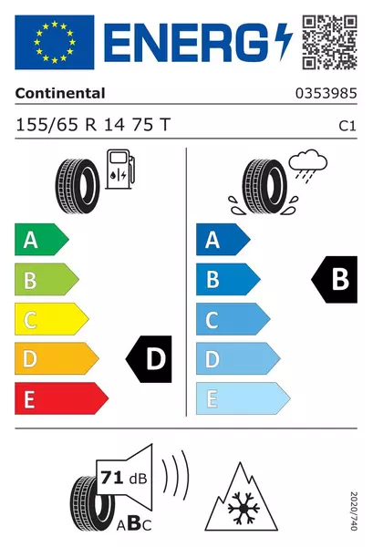 CONTINENTAL WINTERCONTACT TS 860 155/65R14 75 T PRZYCZEPNOŚĆ NA ŚNIEGU (3PMSF) 