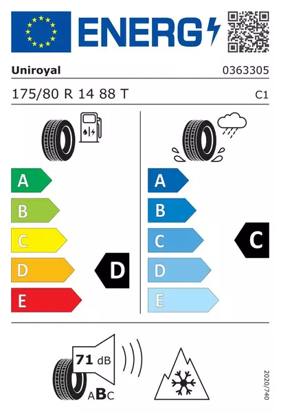 UNIROYAL WINTEREXPERT 175/80R14 88 T PRZYCZEPNOŚĆ NA ŚNIEGU (3PMSF) 