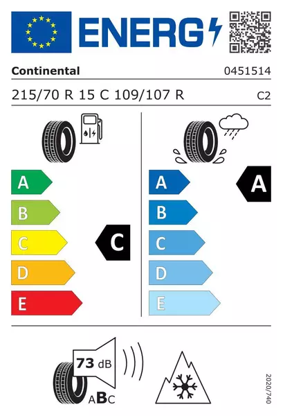 4xCONTINENTAL VANCONTACT 4SEASON 215/70R15 109/107 R PRZYCZEPNOŚĆ NA ŚNIEGU (3PMSF), WZMOCNIENIE (C) 