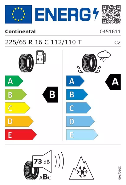 CONTINENTAL VANCONTACT 4SEASON 225/65R16 112/110 T PRZYCZEPNOŚĆ NA ŚNIEGU (3PMSF), WZMOCNIENIE (C) 