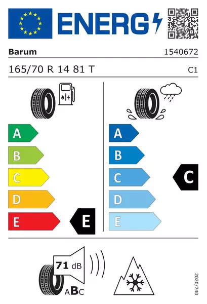 4xBARUM QUARTARIS 5 165/70R14 81 T PRZYCZEPNOŚĆ NA ŚNIEGU (3PMSF)