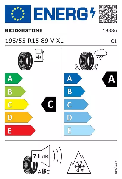 4xBRIDGESTONE WEATHER CONTROL A005 EVO 195/55R15 89 V PRZYCZEPNOŚĆ NA ŚNIEGU (3PMSF), WZMOCNIENIE (XL) 