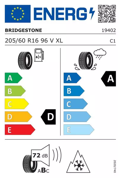 2xBRIDGESTONE WEATHER CONTROL A005 DRIVEGUARD 205/60R16 96 V PRZYCZEPNOŚĆ NA ŚNIEGU (3PMSF), RUN FLAT, WZMOCNIENIE (XL) 