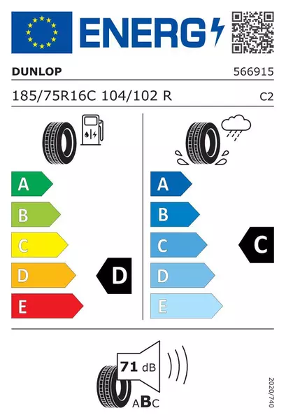 2xDUNLOP ECONODRIVE 185/75R16 104/102 R WZMOCNIENIE (C) 