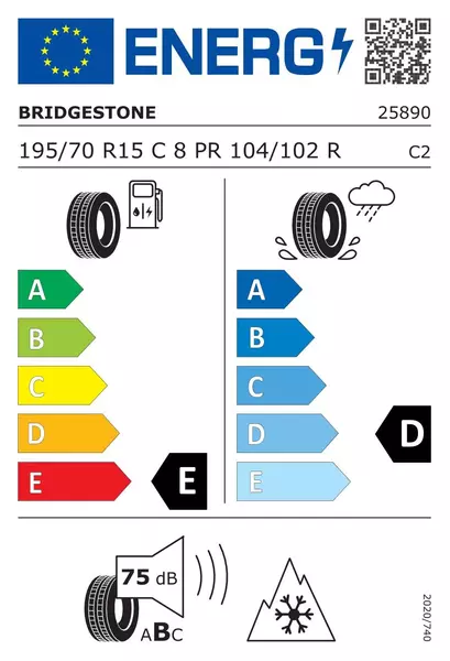 BRIDGESTONE BLIZZAK W995 195/70R15 104 R PRZYCZEPNOŚĆ NA ŚNIEGU (3PMSF), WZMOCNIENIE (C) 