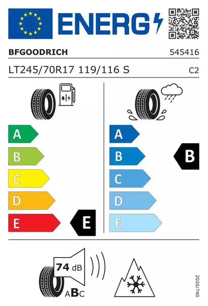 BFGOODRICH ALL TERRAIN T/A KO2 245/70R17 119 S PRZYCZEPNOŚĆ NA ŚNIEGU (3PMSF) 