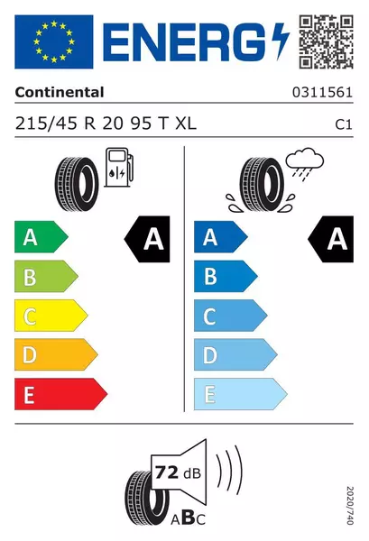 OPONA LETNIA CONTINENTAL ECOCONTACT 6 215/45R20 95 T RANT OCHRONNY, WZMOCNIENIE (XL)