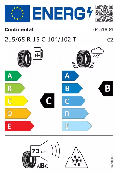 CONTINENTAL VANCONTACT A/S ULTRA 215/65R15 104/102 T PRZYCZEPNOŚĆ NA ŚNIEGU (3PMSF), WZMOCNIENIE (C)