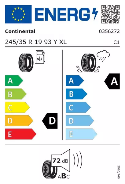 CONTINENTAL CONTISPORTCONTACT 5 245/35R19 93 Y RANT OCHRONNY, RUN FLAT, WZMOCNIENIE (XL) MOE - MERCEDES-BENZ 