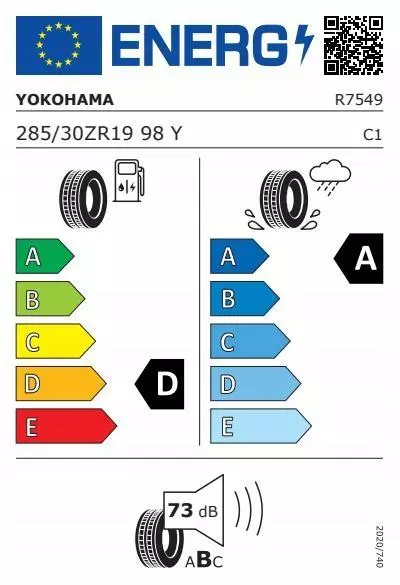 4xYOKOHAMA ADVAN SPORT V107 285/30R19 98 Y RANT OCHRONNY, WZMOCNIENIE (XL) 