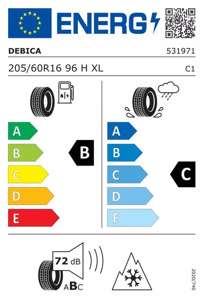 4xDĘBICA FRIGO HP2 205/60R16 96 H PRZYCZEPNOŚĆ NA ŚNIEGU (3PMSF), WZMOCNIENIE (XL) 