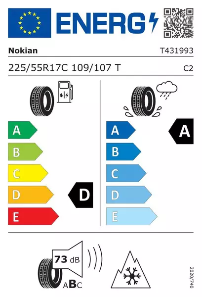 4xNOKIAN TYRES SNOWPROOF C 225/55R17 109/107 T PRZYCZEPNOŚĆ NA ŚNIEGU (3PMSF), WZMOCNIENIE (C) 